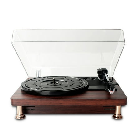 dadypet Retro Vinyl Record Player Turntable with Dustproof Cover, Black