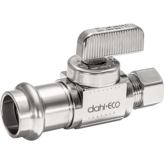 dahl 1/2 In. Female Press x 3/8 In. OD Comp Straight Plated Supply Stop