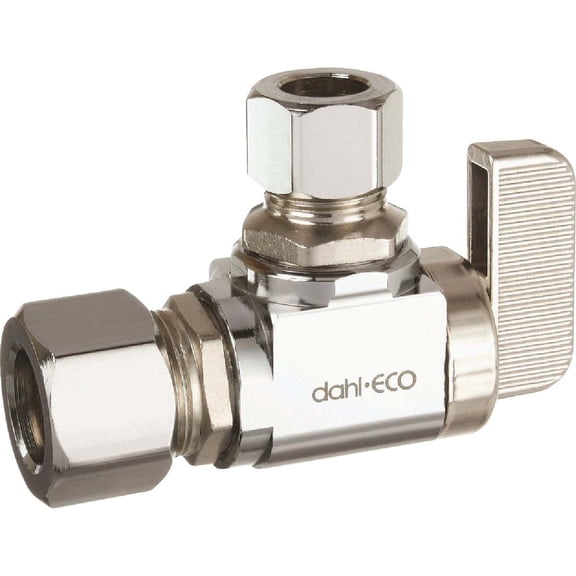 dahl 1/2 In. OD Comp x 3/8 In. OD Comp Angle Plated Supply Stop 611-32-31-BAG