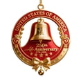 thumbnail image 1 of USA 250th Anniversary Bell Ornament - 3D Red & Gold Commemorative Hanging Decor, Elegant Doorbell for Patriotic Holidays, Christmas Tree, Collectors Gift, Enamel Crafted Detailing(1pc), 1 of 5