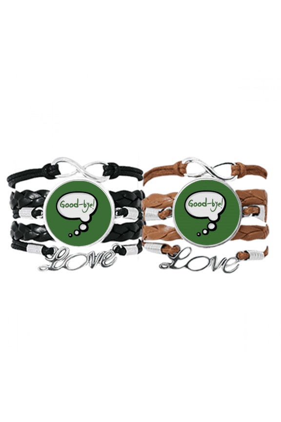 daily language chat goodbye farewell bracelet hand strap leather wristband double set