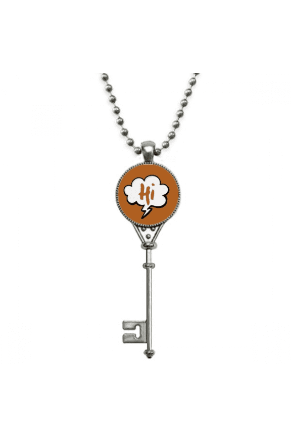 daily language chat happy hi pendant vintage necklsilver key jewelry