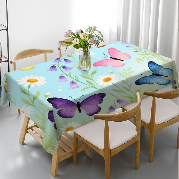 daisy and butterfly Rectangular Tablecloth,    - Kitchen Accessories Tablecloths rectangle , Cafe, dinner, brunch, buffet, picnic, party