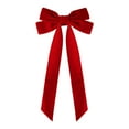 thumbnail image 1 of dajkiuy 1 Pcs Velvet Christmas Wreath Bow 4.5x8.5 Inch Christmas Tree Bow Rustic Crafts Gift Bows Velvet Ribbon Bow Bulk for Christmas Tree Garland Home Wedding Decoration (Red), 1 of 6