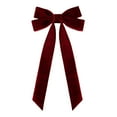 thumbnail image 1 of dajkiuy 1 Pcs Velvet Christmas Wreath Bow 4.5x8.5 Inch Christmas Tree Bow Rustic Crafts Gift Bows Velvet Ribbon Bow Bulk for Christmas Tree Garland Home Wedding Decoration (Wine Red), 1 of 6