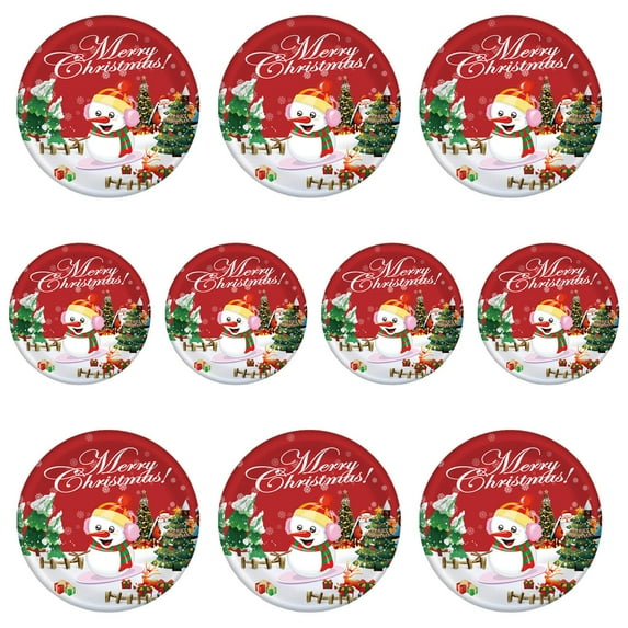 dajkiuy 10Pcs Christmas Snowman Party Supplies, Disposable Plates Cups Knives Forks Spoons for Merry Christmas Winter Holiday Party Decorations