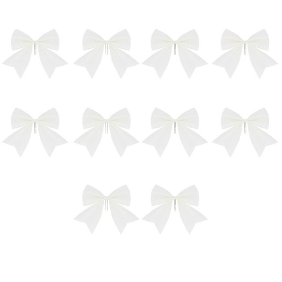dajkiuy 10pcs Christmas Bow, White Wreaths Bows, Large Glitter Ribbon Bow Tie, Large Xmas Bows, Wreath Ornament Decor for Christmas Tree Party Gift, 5.9 x 5.5