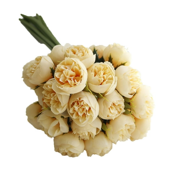 dajkiuy 11 inch Artificial Mini Rose Bouquet Bridal Flower Bouquets Fake Roses Silk Roses for Home Office Garden Parties Wedding Christmas Decoration(Yellow)