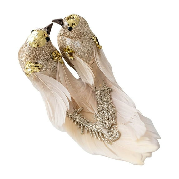 dajkiuy 2Pcs Artificial Birds Realistic Decorative Feathered Sparrow Birds Clip on Ornaments for Crafts Christmas Tree Decoration