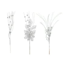 dajkiuy 3Pcs Artificial Glitter Berry and Flowers Picks Ornaments, Christmas Floral Picks Branches for Xmas Tree Decorations Vase Filler Holiday Wedding Party Home Decor