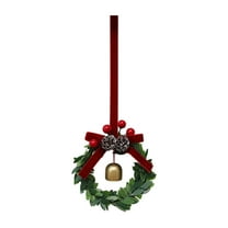 dajkiuy 4" Mini Christmas Wreaths with Velvet Ribbon Bows and Bell, Small Hanging Artificial Wreath for Window Home Chair Front Door Wall Indoor Outdoor Fireplace Porch Decoration