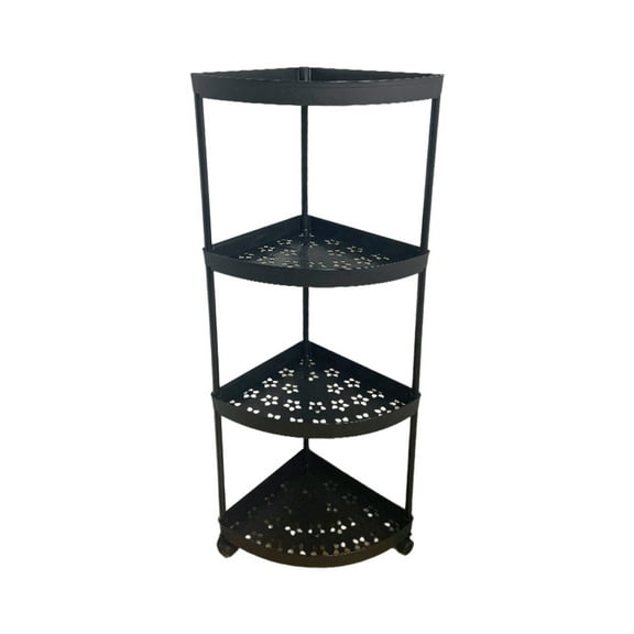 dajkiuy 4 Tier Corner Bathroom Countertop Organizer with Wheels, Vanity Tray for Makeup Perfume Organizer, Plastics Counter Bathroom Storage and Organization