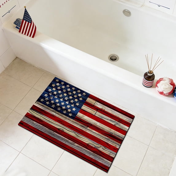 dajkiuy 4th of July Welcome Doormat, American Flag Indoor Mats for Home Entrance, Non-Slip Floor Mats for Patriotic Home Decorations 17x23 Inch