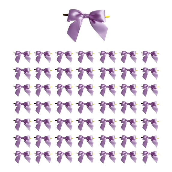 dajkiuy 50Pcs Twist Tie Bows for Treat Bags, 3" Satin Ribbon Bows for Package Craft Gift Wrapping Decoration