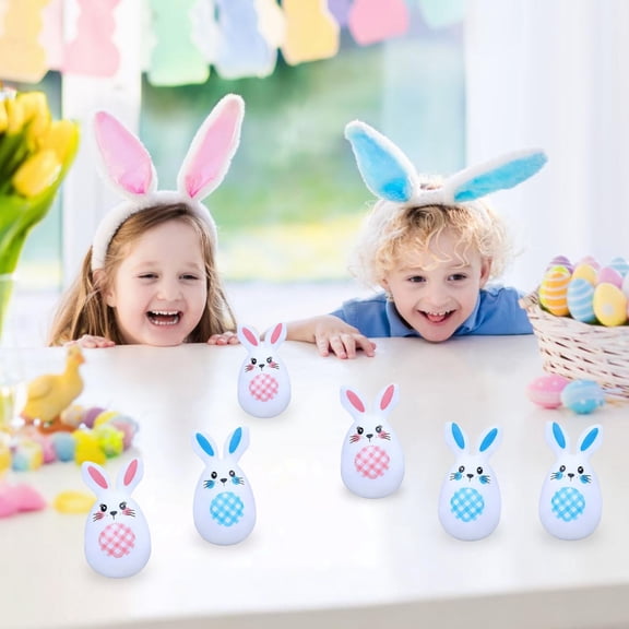 dajkiuy 6Pcs Bunnies Plastic Easter Eggs for Easter Hunt Party Favors Toys