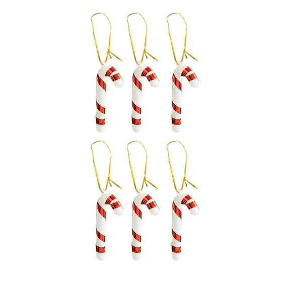 dajkiuy 6Pcs Candy Cane Christmas Decorations, Plastic Candy Cane Hanging Pendant Christmas Tree Ornament for Xmas Holiday Party Supplies Decoration Favors