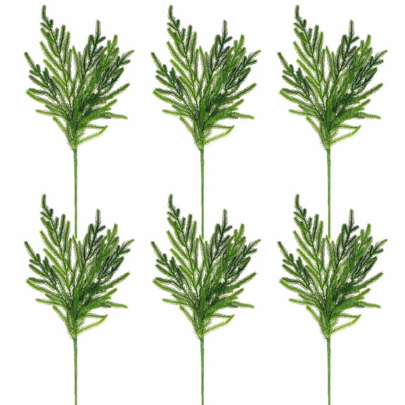 dajkiuy 6Pcs Christmas Norfolk Pine Branches, Real Touch Faux Greenery Picks for DIY Garland Wreath and Home Garden Decoration