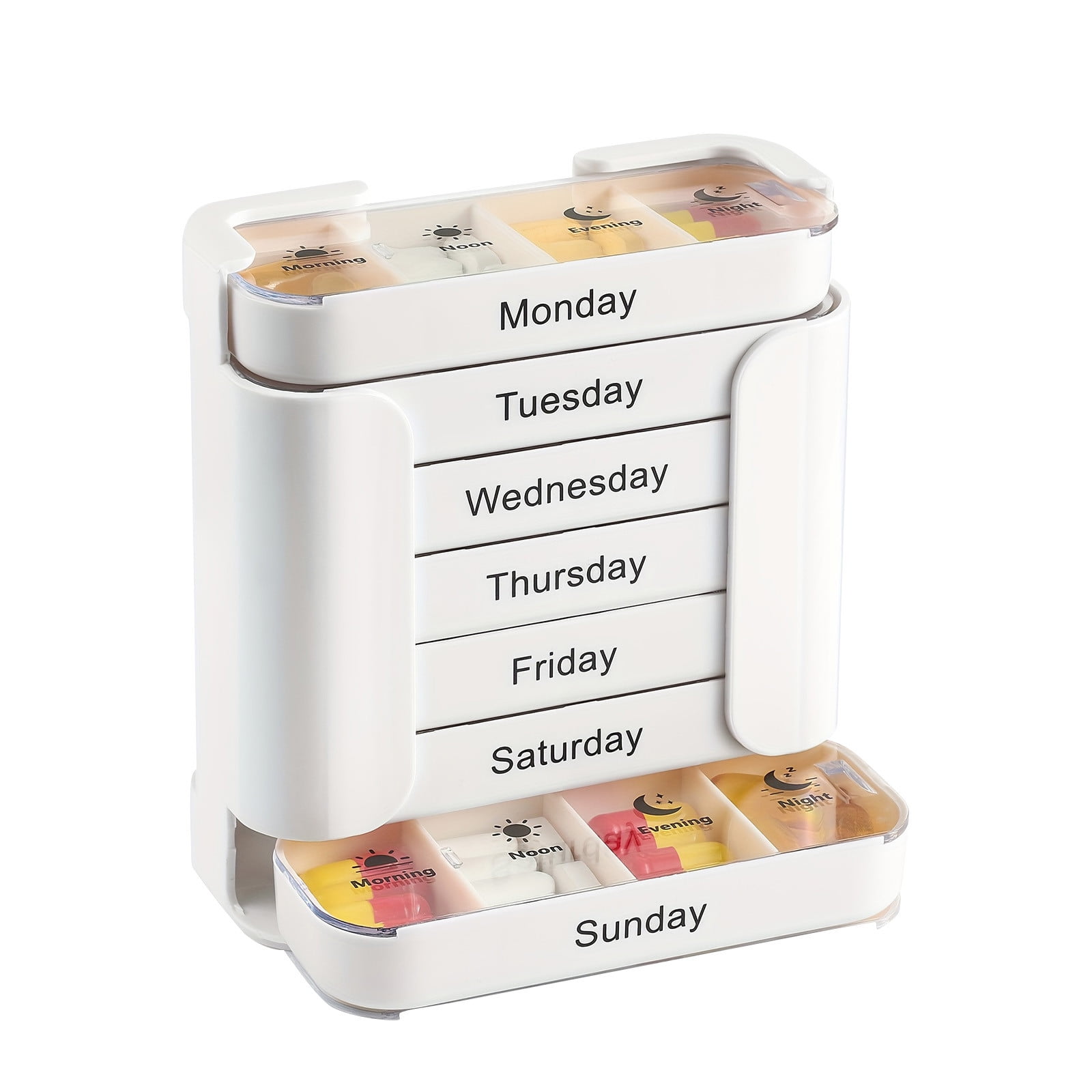 dajkiuy 7-Day Medication Organizer, Weekly Pill Organizer, 7 Stackable ...