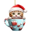 thumbnail image 1 of dajkiuy Acrylic Cat Ornaments for Christmas Tree, Cute Little Cat in Christmas Cup Christmas Ornaments for Indoor Home/Party/Mantel Decor, 1 of 8