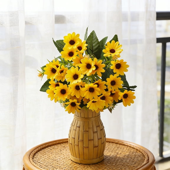 dajkiuy Artificial Daisy Flowers, Fake Plastic Daisy Flowers Bouquets for Outdoor Porch Garden Patio Wedding Home Indoor Decoration, Yellow