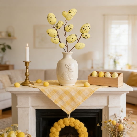 dajkiuy Artificial Easter Spray Vine with Pastel Easter Eggs, Decorative Spring Floral Stems for Easter Arrangement Centerpiece Easter Celebration Home Vase Decor