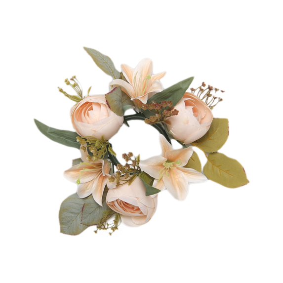 dajkiuy Artificial Flowers Candle Rings Wreaths, 12 Inch Floral Table Pillar Centerpiece Rings Garland for Wedding Home Party Table Wreath Candle Holder Decor