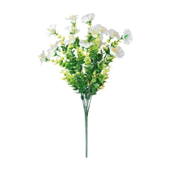 dajkiuy Artificial Flowers, Fake Outdoor UV Resistant Plants Artificial Flowers for Home Garden Party Wedding Decoration 1 Bundles (White)