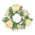 thumbnail image 1 of dajkiuy Artificial Roses Candle Rings Wreaths, 8 Inch Pillar Candle Holder for Wedding Centerpiece Table Decorations, Floral Candle Ring for Holiday Party Supplies, 1 of 6