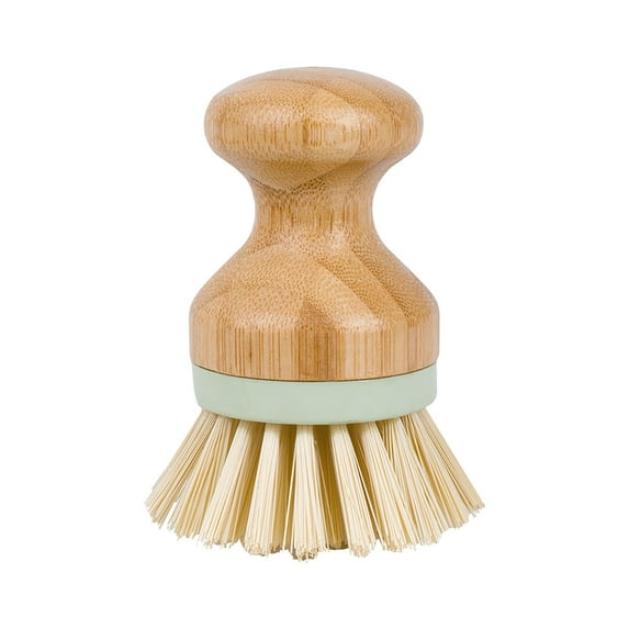 dajkiuy Bamboo Dish Brush, Kitchen Dish Scrubber Brush, Natural Wooden Dishwashing Brush for Cleaning Dishes/Pans/Pots, Built-in Scraper, Sisal Bristles,1 Pcs