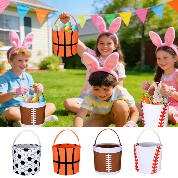 dajkiuy Baseball Basket, Easter Egg Hunt Basket, Candy Bucket Tote for Easter