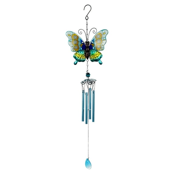 dajkiuy Butterfly Wind Chimes,30 inch Outdoor Windchime Stained Glass Sun Catcher Indoor Metal Chime Windchimes for Home, Room, Window, Wall, Garden, Yard, Patio, Lawn Decor
