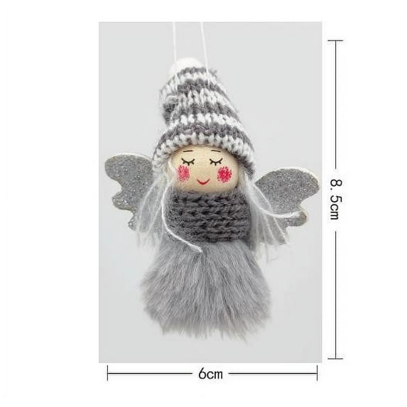 dajkiuy Christmas Angel Pendant Knit Hat Girl Pendant Christmas Decoration Pendant(Gray)