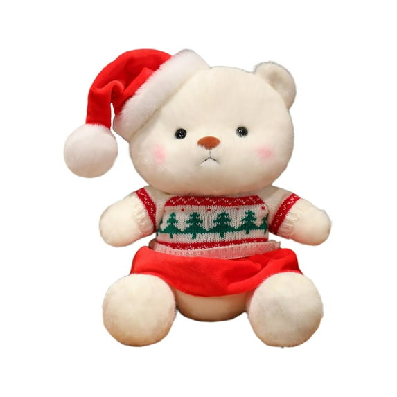 dajkiuy Christmas Bear Stuffed Animals, Soft Bear Plush Toy with Hat, Xmas Holiday Birthday Valentine's Day Gifts