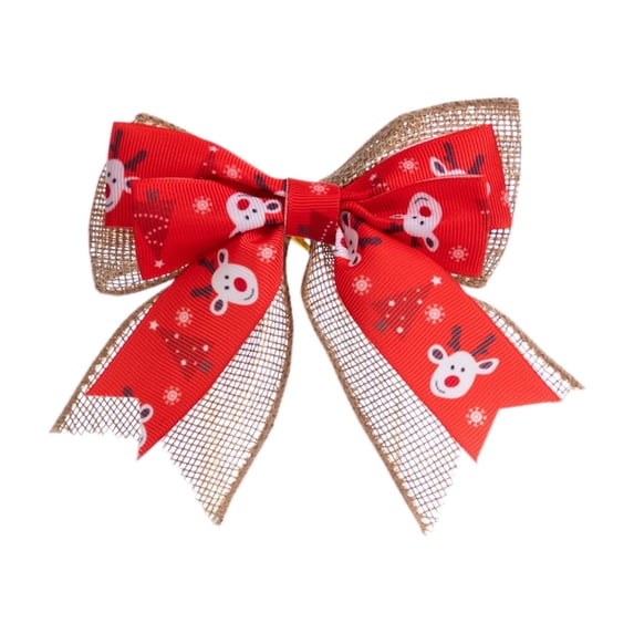 dajkiuy Christmas Bows,Christmas Wreath Bows, Christmas Bows Rustic Crafts Gift Bows Vintage Cloth Ribbon Bows for Xmas Home Decor Wedding Outdoor Indoor (3.9X3.7 inch)