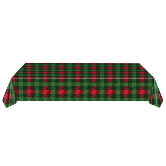 dajkiuy Christmas Buffalo Plaid Tablecloth, Disposable Xmas Rectangle Table Cover for Christmas Winter Holiday Party Supplies 54 x 108 in