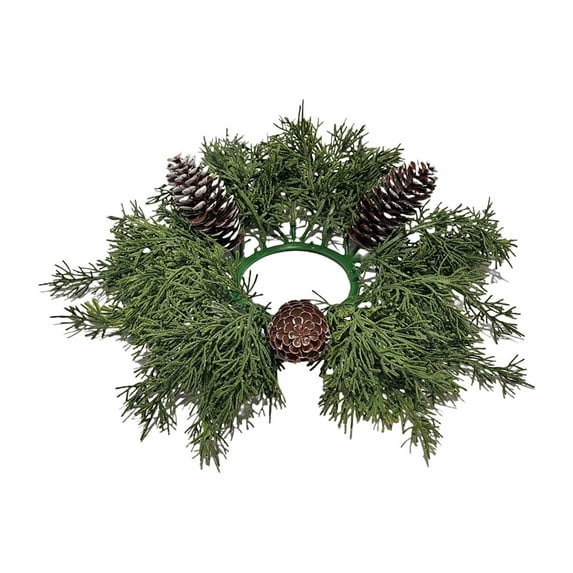 dajkiuy Christmas Candle Rings, 13.8Inch Small Christmas Candle Wreath with Artificial Poinsettias Pinecones Mini Candle Wreaths Rings for Christmas Wedding Table Dinner Party Decoration