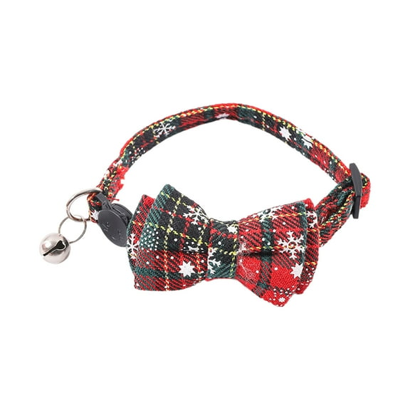 dajkiuy Christmas Cat Collar with Bow Tie and Bells, Adjustable Breakaway Cat Collars Holiday Pet Collar Christmas Bow Tie Pets Bells Xmas Accessories
