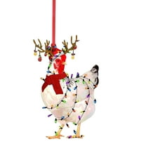 dajkiuy Christmas Chicken Ornaments, Fun Scarf Chicken Festive Decoration, Acrylic Chicken Hanging Ornament for Christmas Tree - Christmas Decor Indoors Home Party