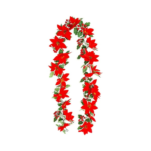 dajkiuy Christmas Garland, 5.7Ft Red Berries Holly Leaves Garland Xmas Decorations for Indoor Outdoor Fireplace Stairs Table Winter New Year Holiday Decor