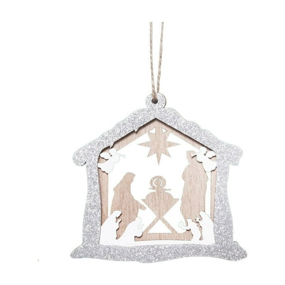 dajkiuy Christmas Nativity Scene Ornaments, Wood Hanging Christian Ornaments Xmas Tree Nativity Ornaments The Birth of Jesus Decor Religious Gift for Family