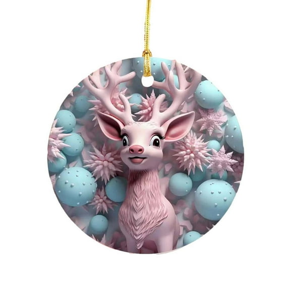 dajkiuy Christmas Stained Acrylic Reindeer Ornament,Reindeer Christmas Hanging Ornament,Reindeer Ornament for Christmas Tree Decors,Funny Reindeer Hanging Decors