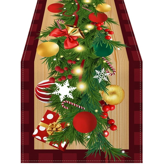 dajkiuy Christmas Table Runner 90 Inches Long Seasonal Winter Xmas Party Decoration Holiday Kitchen Dining Room Decor