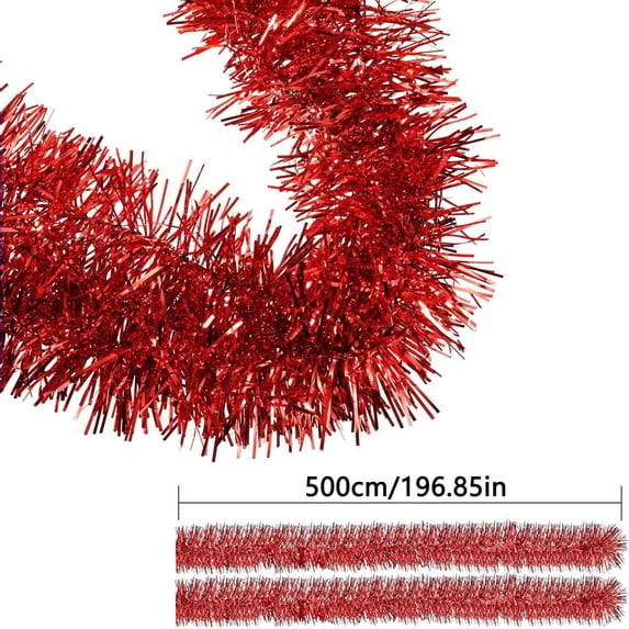 dajkiuy Christmas Tinsel Garland, 16.4FT Christmas Shiny Metallic Foil Tinsel Garland Xmas Hanging Decoration for Christmas Tree Wedding Birthday Home Party Decoration