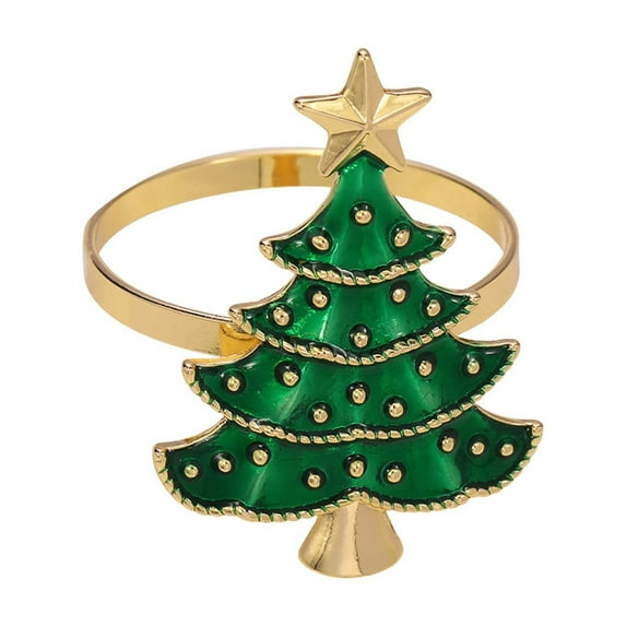 dajkiuy Christmas Tree Napkin Rings, Metal Napkin Holder Rings for Xmas Holiday Party Dinner Wedding Table Decoration