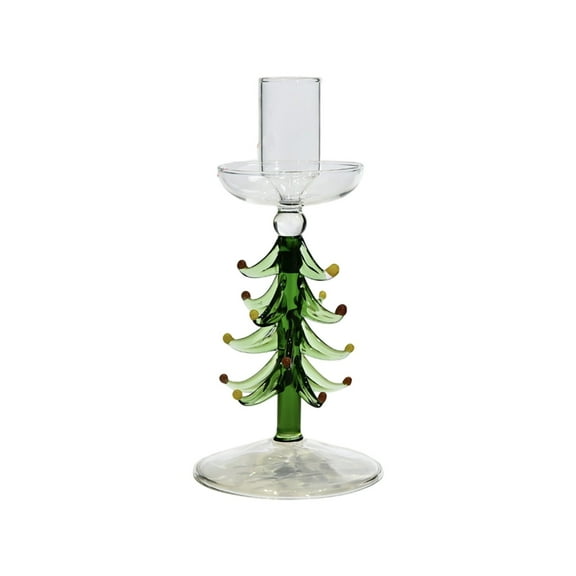 dajkiuy Christmas Tree Taper Candle Holder, Christmas Glass Candlesticks Holders, Holiday Table Decor for Party, Festive Gift, Xmas Decorations, Dinner Party