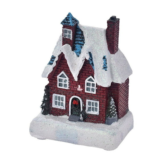 dajkiuy Christmas Village House Decor, Light up Resin Houses Christmas Houses Figurines for Christmas Garden Home Indoor Room Table Decor