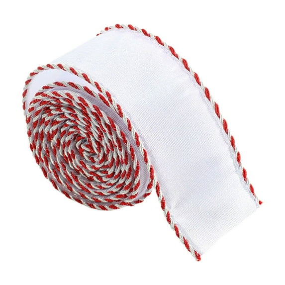 dajkiuy Christmas Wired Ribbon, Xmas Ribbon Trim Gift Wrapping Bow Craft for Christmas Tree Garland, Gift Wrapping, Wreath Bow, Outdoor Decoration 2 Yards