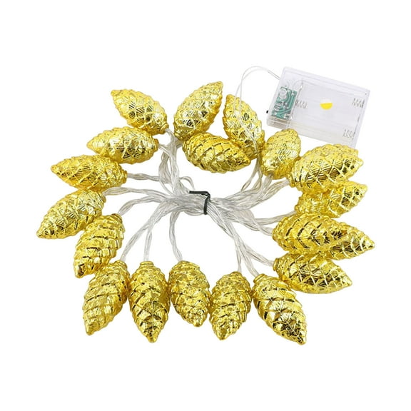 dajkiuy 20 LED Christmas String Light,Pine Cones Lights String with Timer Function,USB Fairy Lights for Christmas,Birthday,Thanksgiving Decorations for Christmas Tree,Backdrop(Gold)