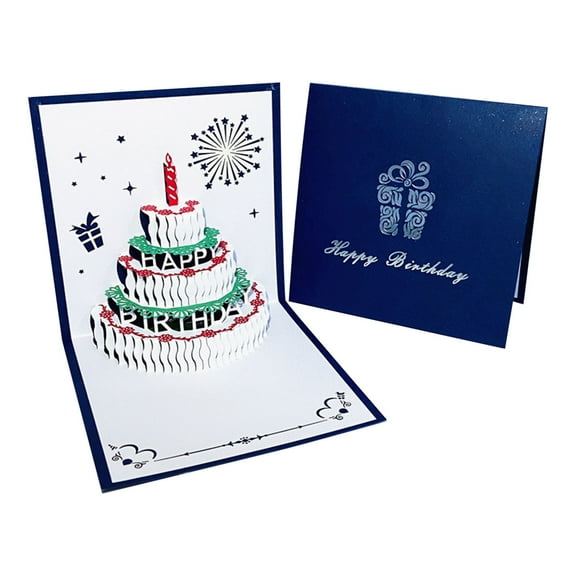 dajkiuy 3D PopUp Birthday Cards, 1-100 Age Luxury Blowable Light Candle Cake Music Happy Birthday Card Postcards Greeting Cards Gifts for Women Man Mom Kids