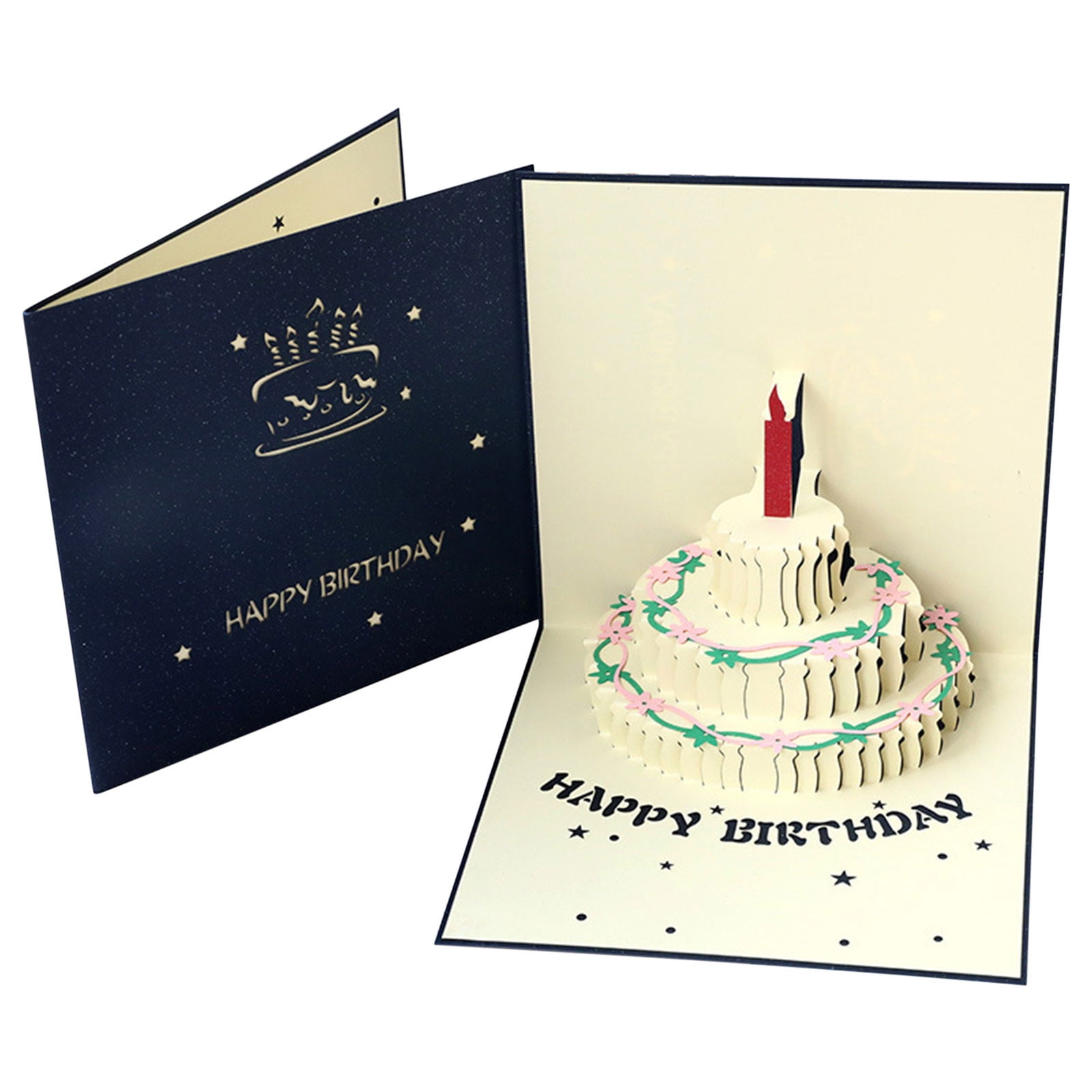 dajkiuy 3D PopUp Birthday Cards, 1-100 Age Luxury Blowable Light Candle ...